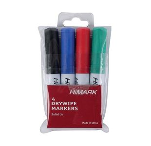 Assorted Whiteboard Marker Pens Bullet Tip (Pack of 4) 806005