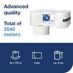 T2 White Mini Jumbo Toilet Roll Pk12