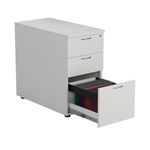 First 3 Drw Desk High Pedestal White