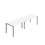 2P Bench Desk 1600Mm White/Silver X2