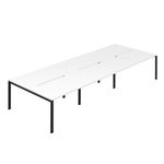 6 Per Back-Back Bench Desk Wht/Blk