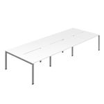 6 Per Back-Back Bench Desk Wht/Slv