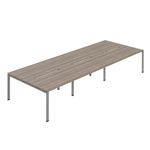 6 Per Back-Back Bench Desk Goak/Slv