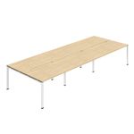 6 Per Back-Back Bench Desk Noak/Wht