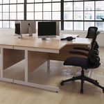 First Rdl Lh Desk Ped White/Silver
