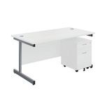 First Desk And 2 Drw Ped 1600 White
