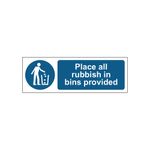 All Rubbish Bins Sign 1.2 Pp 300X100