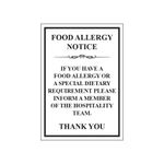 Food Allergy Sign Save Vnl 148X210