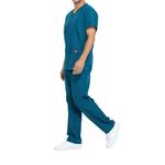 Unisex Scrub Set Top/Trs Car Blu L