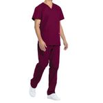 Unisex Scrub Set Top/Trs Wine Xl