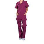 Prof V-Neck Scrub Top Wine 2Xl
