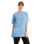 V-Neck Scrub Top Ceil/White 2Xl