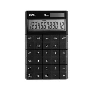 Deli Semi Desk Calculator 12 Digit Black