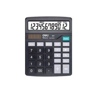 Deli Semi Desk Calculator 12 Digit Black