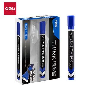 Deli Think Perm Marker Chisel Tip Blue