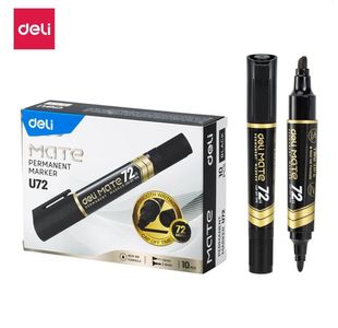 Deli U72 Permanent Marker Twin Tip Black
