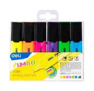 Deli Highlighter Chisel 1-5Mm 6 Col Set
