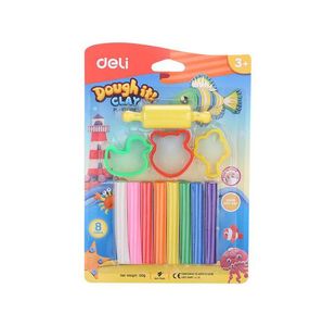 Dough-It Plasticine 8 Cols With Roller
