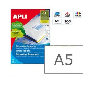 Apli 1243 Laser/Copier Labels A5, 2Up