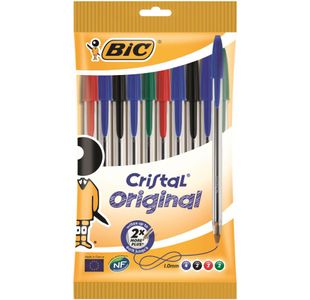 Bic Cristal Biro Medium Pack Of 10 Asstd