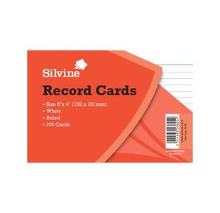 Record Cards 6X4 White 100S Pk10