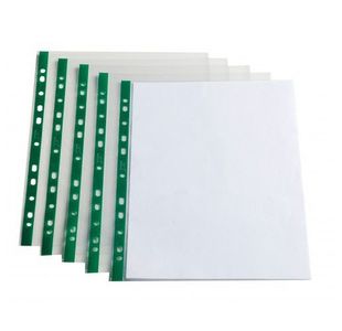 Plastic Pockets A4 60M Green Strip Bx100