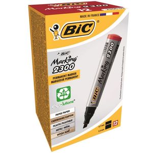 Bic 2300 Permanent Mkr Red Chisel Bx12