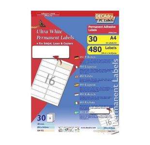 Decadry Sheet Labels 16Up Pk30