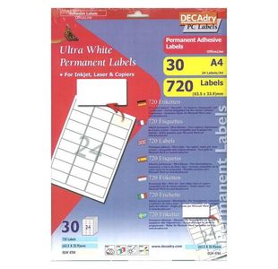 Decadry Sheet Labels 24Up Pk30