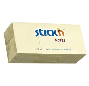 Stickn Adh Note 38X51Mm Yel Pk12