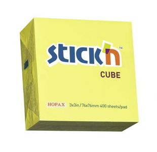Stickn Note Cube 76X76Mm Neon Yel
