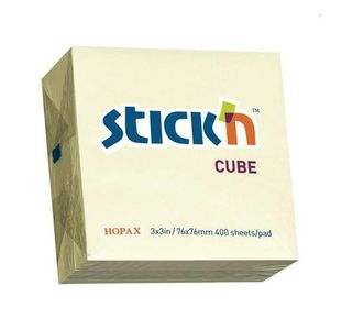 Stickn Note Cube 76X76 Yel 400 Sht Bx12