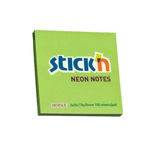 Stickn Adh Note 76X76Mm Green Pk12