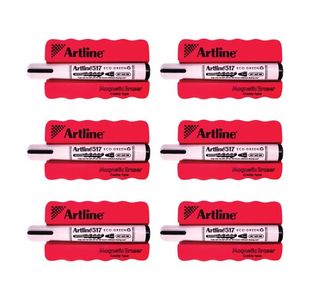 Artline Eraser + Wbrd Marker Blk Pk6