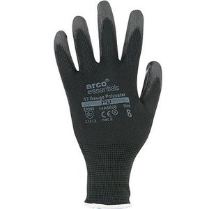 Black Pu Polyester Gloves 8 Pk12