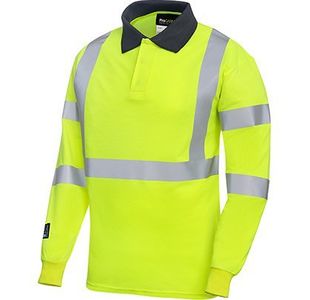 Mens Ylw Ls Hi-Vis Polo S