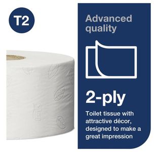 T2 White Mini Jumbo Toilet Roll Pk12