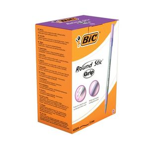Bic Round Stic Grip Ball Purple Pk40