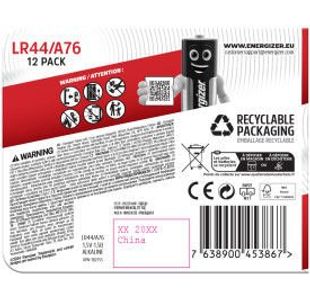 Energizer Alkaline Lr44 Battery Pk12