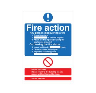 Fire Action Standard Rigid Plas A5