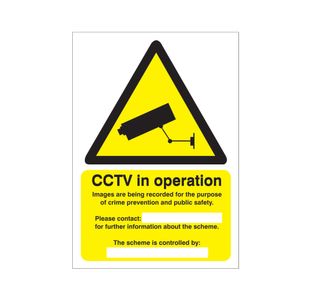 Cctv In Operation Sign Vinyl A5
