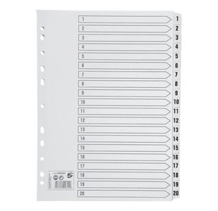 Index 1-20 Strip Tab 160Gsm A4 White