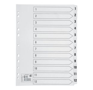 Index 1-12 Strip Tab 150Gsm A4 White