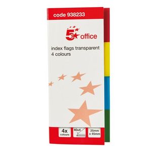 Index Flag Transparent Four Col Pk5