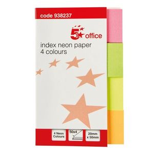 Index Neon Page Markers 20X50Mm Pk5