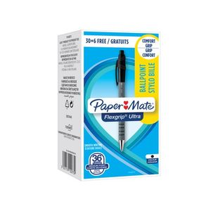 Papermate Flexgrip Med Ball Blk Pk36