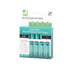 Q-Connect Rchb Aa Batteries Pk4