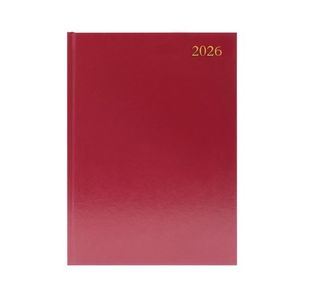 Desk Diary 2 Ppd A4 Burgundy 2026