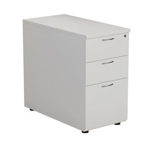 First 3 Drw Desk High Pedestal White