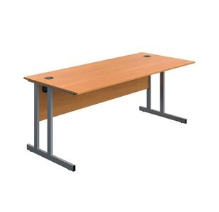 Twin Upright Desk 1800 Beech/Slv